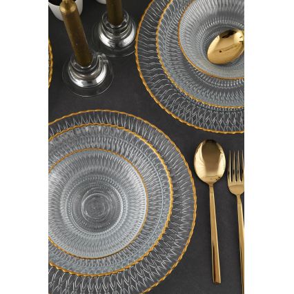 12-delars servis i klart glas med guldfinish