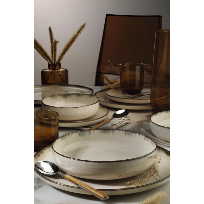 16-delars matservis, beige/porslin