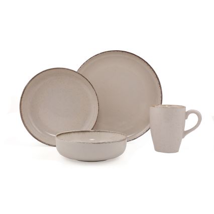16-delars middagsservis i beige porslin