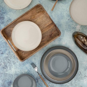 16-delars middagsservis i porslin, grå/beige