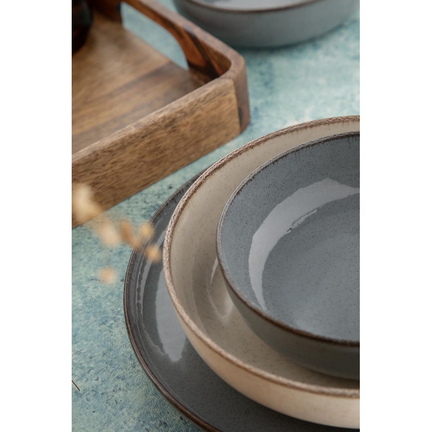 16-delars middagsservis i porslin, grå/beige