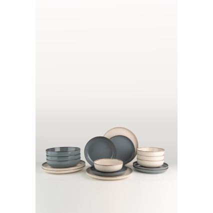 16-delars servis beige/blå, porslin