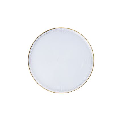 18-delars matservis i klart glas med gulddetaljer