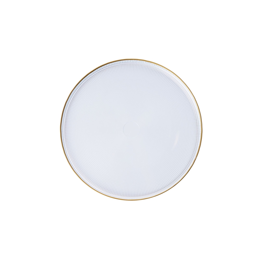 18-delars matservis i klart glas med gulddetaljer