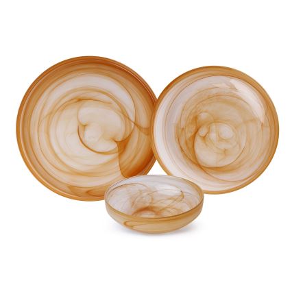 18-delars middagsset, orange/glas