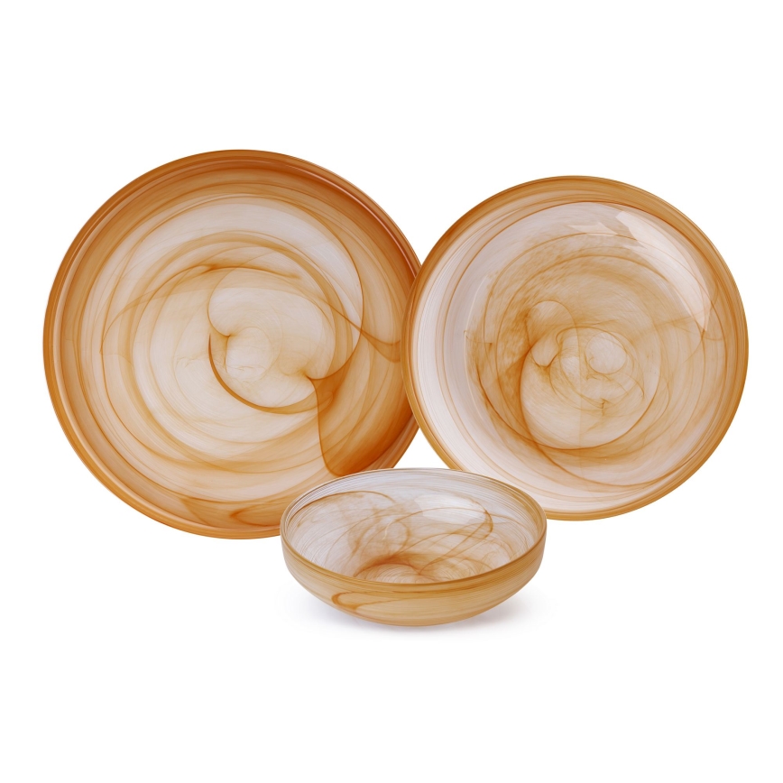 18-delars middagsset, orange/glas