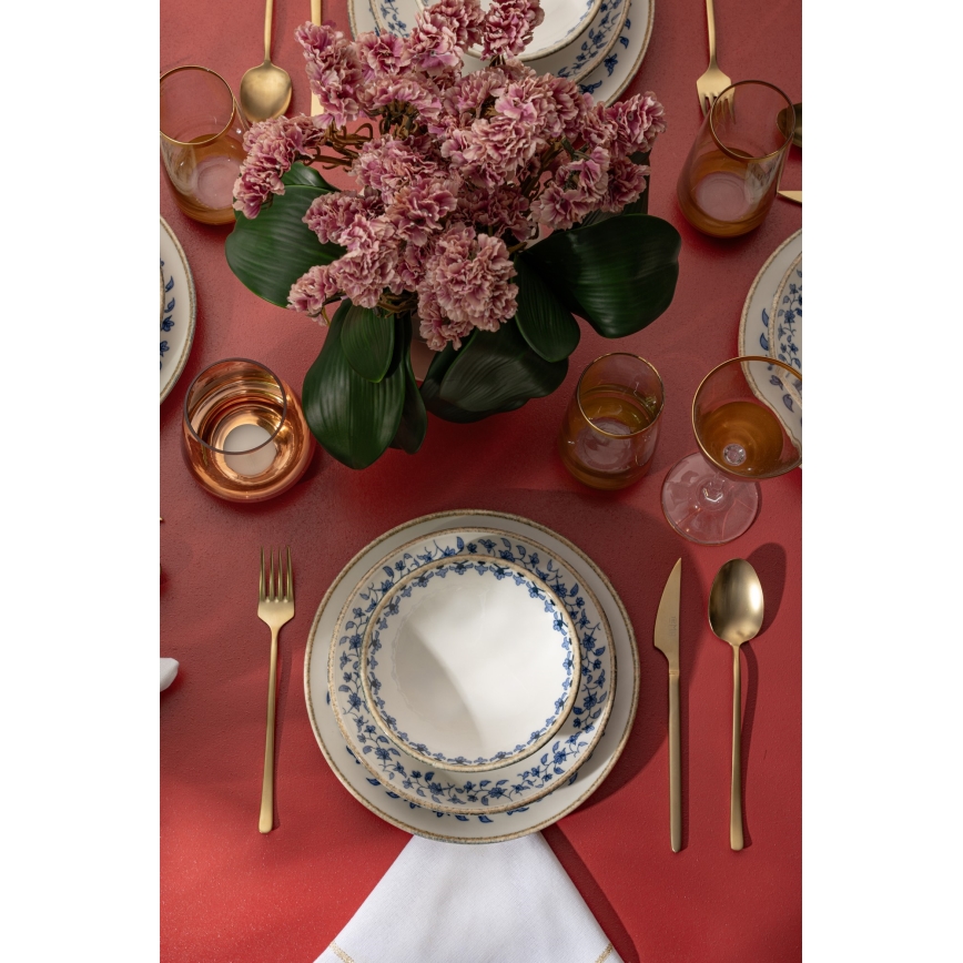 18-delars porslinsservis, vit/blå