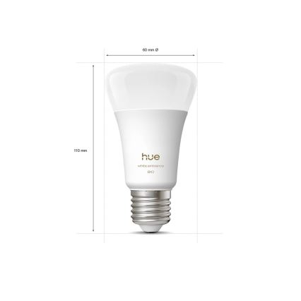 Set 2x dimbara LED-lampor Philips Hue WHITE AMBIANCE E27/6W/230V 1000-20000K