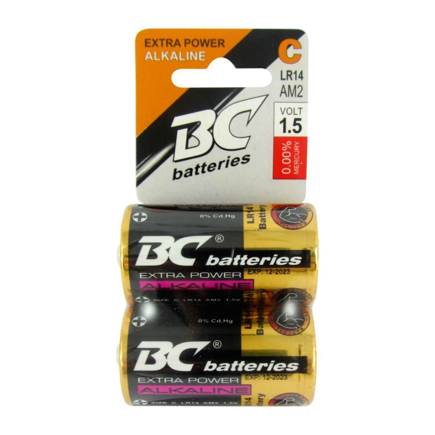 2 st Alkaliska batterier EXTRA POWER C 1,5V