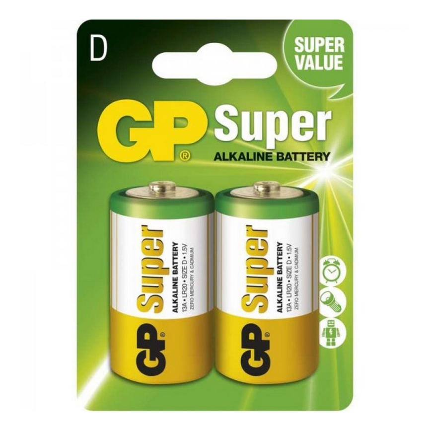 2 st Alkaliska batterier LR20 GP SUPER 1,5V