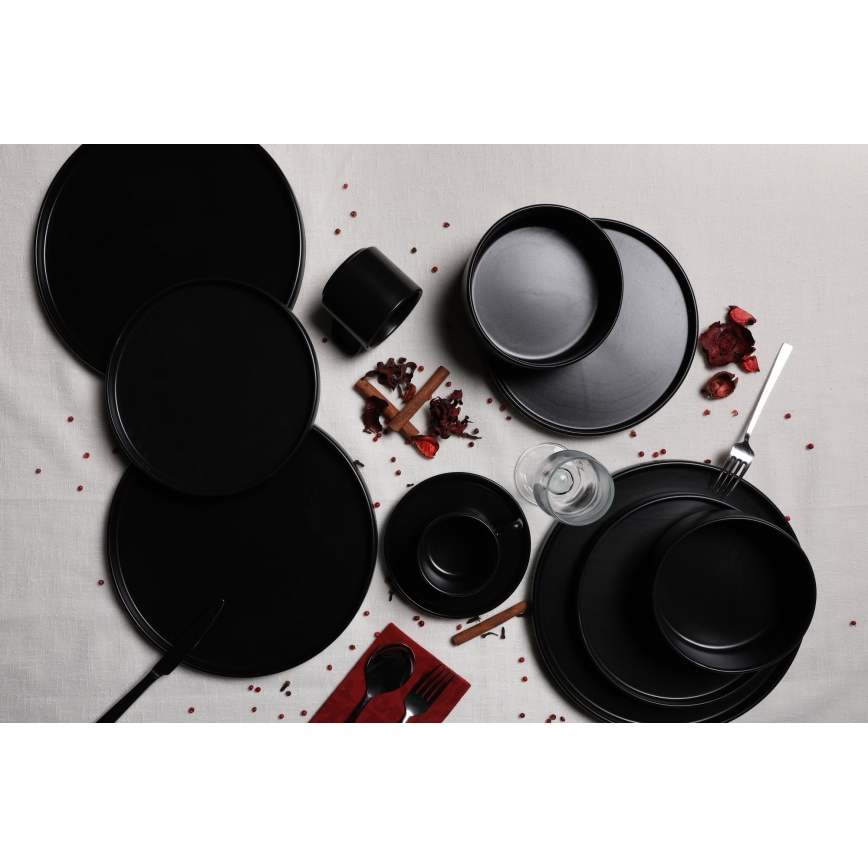 20-delars matservis i svart stengods