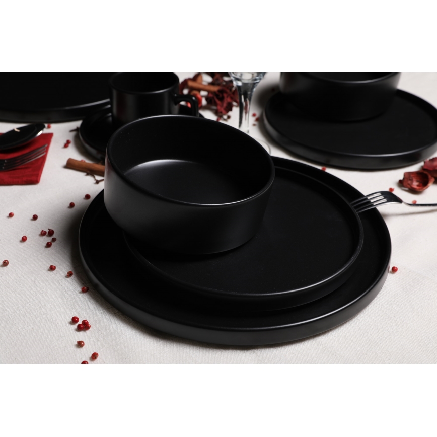 20-delars matservis i svart stengods