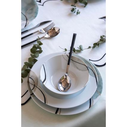 24-delars matservis, grå/grön, porslin