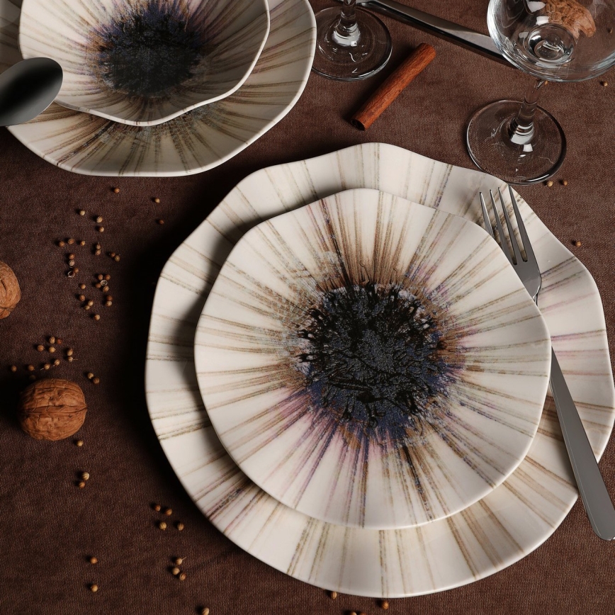 24-delars middagsservis i brunt porslin