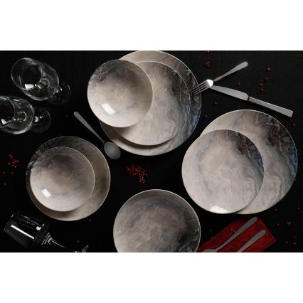 24-delars middagsservis i brunt porslin