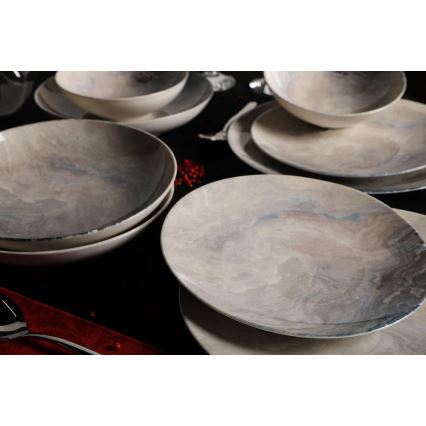 24-delars middagsservis i brunt porslin