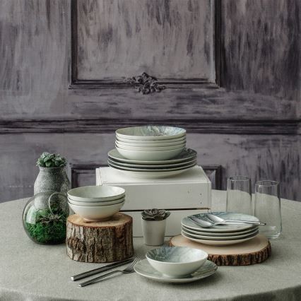 24-delars middagsservis i brunt porslin