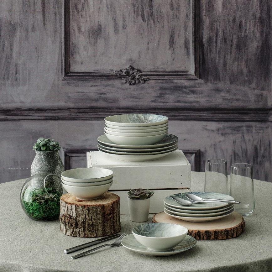 24-delars middagsservis i brunt porslin