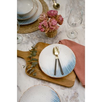 24-delars middagsservis i porslin, vit/blå