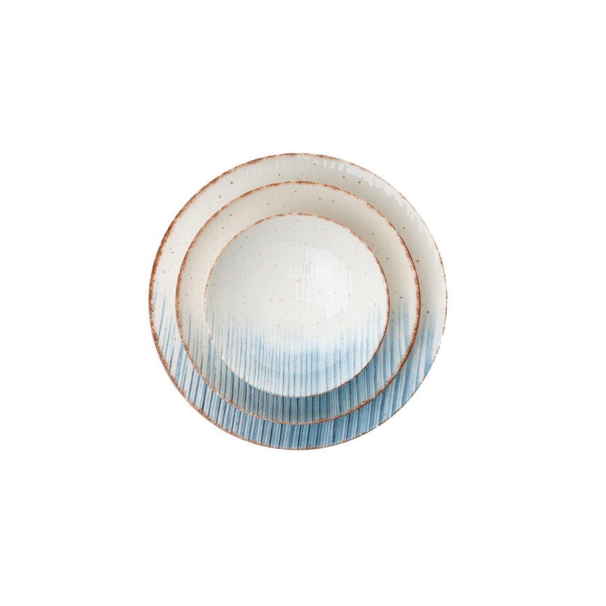 24-delars middagsservis i porslin, vit/blå