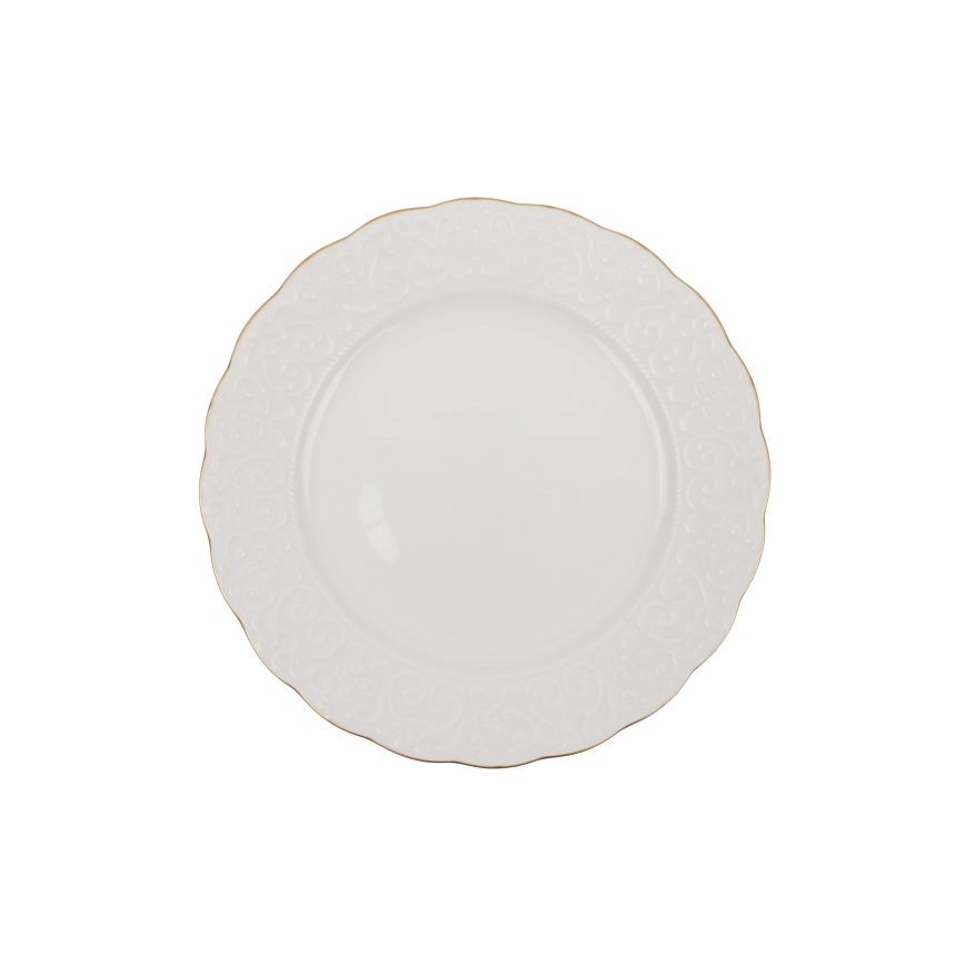 24-delars middagsservis i porslin, vit/guld