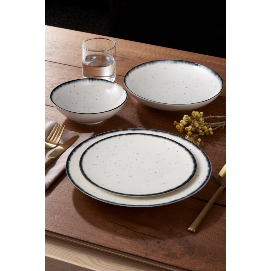 24-delars middagsservis i porslin, vit/svart