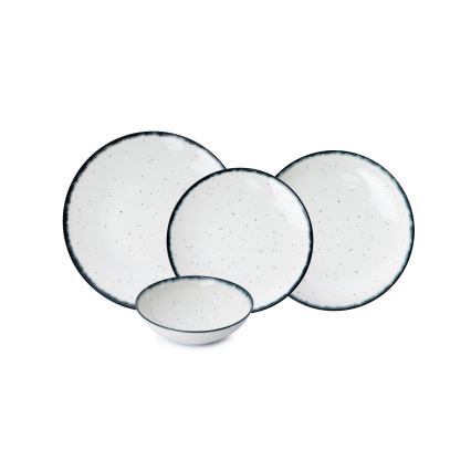 24-delars middagsservis i porslin, vit/svart