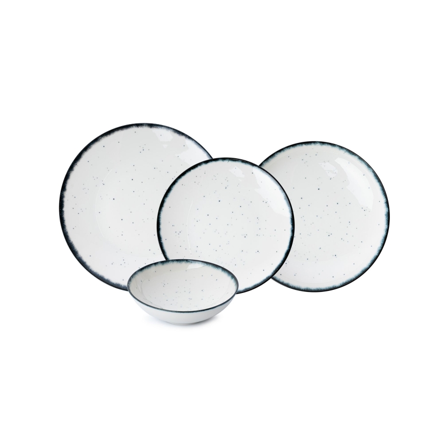 24-delars middagsservis i porslin, vit/svart