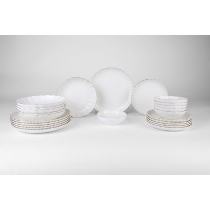 24-delars middagsservis, vit/guldig, porslin