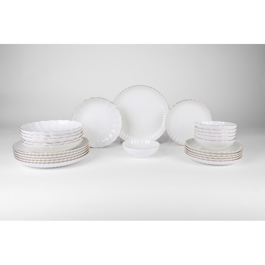24-delars middagsservis, vit/guldig, porslin