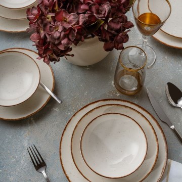 24-delars porslinsservis, beige/brun