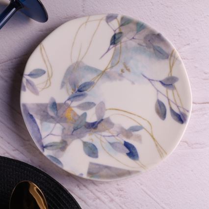 24-delars porslinsservis, vit/blå