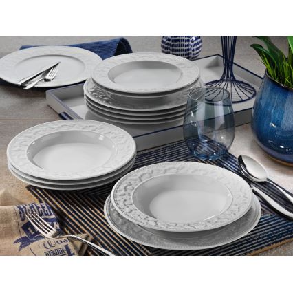 24-delars servis i vitt porslin