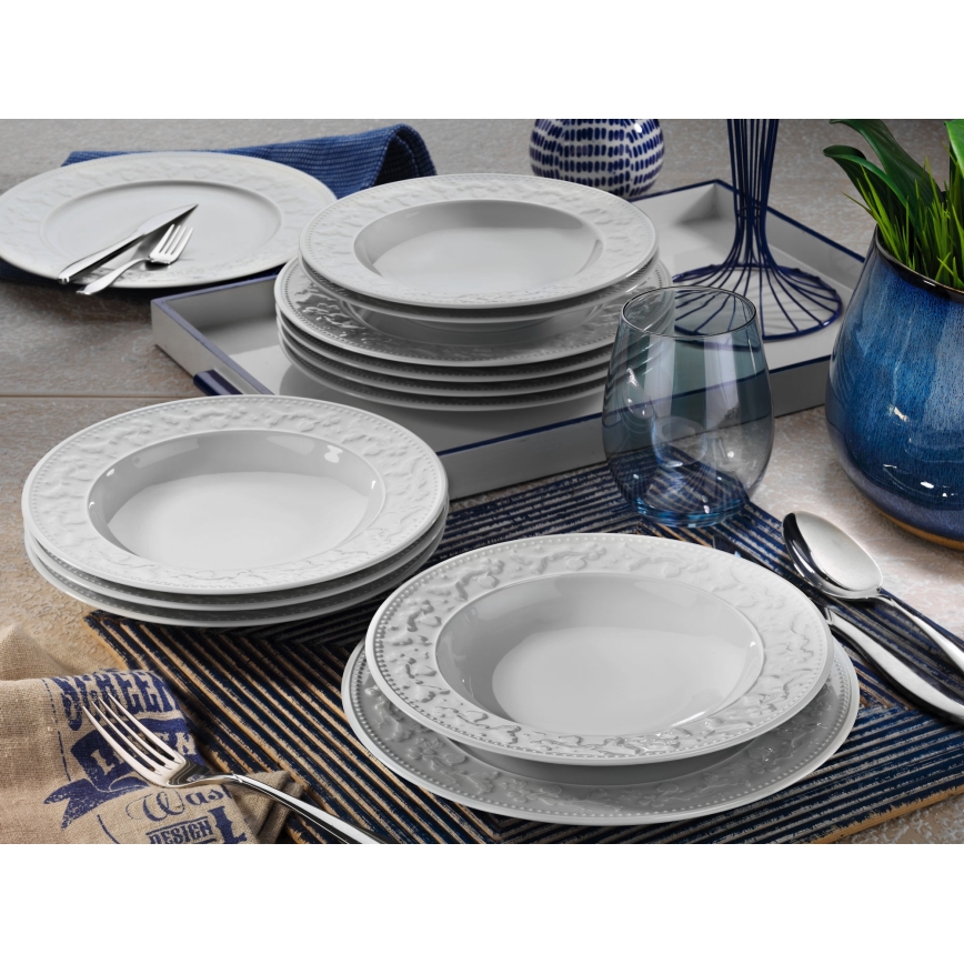 24-delars servis i vitt porslin