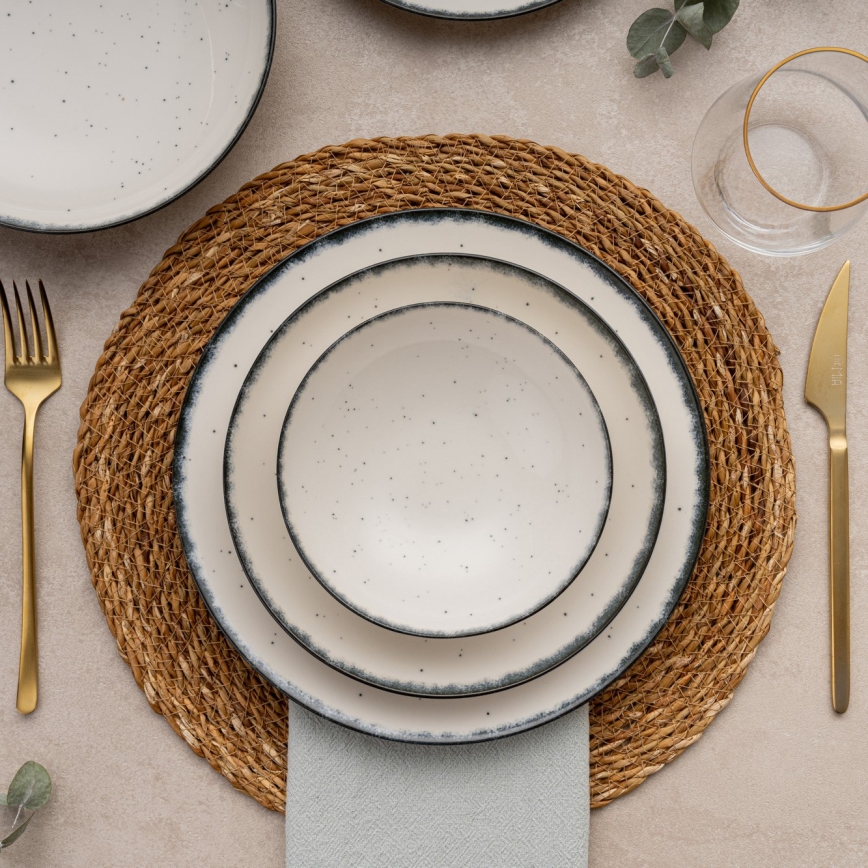 24-delig servis i porslin, vit/svart