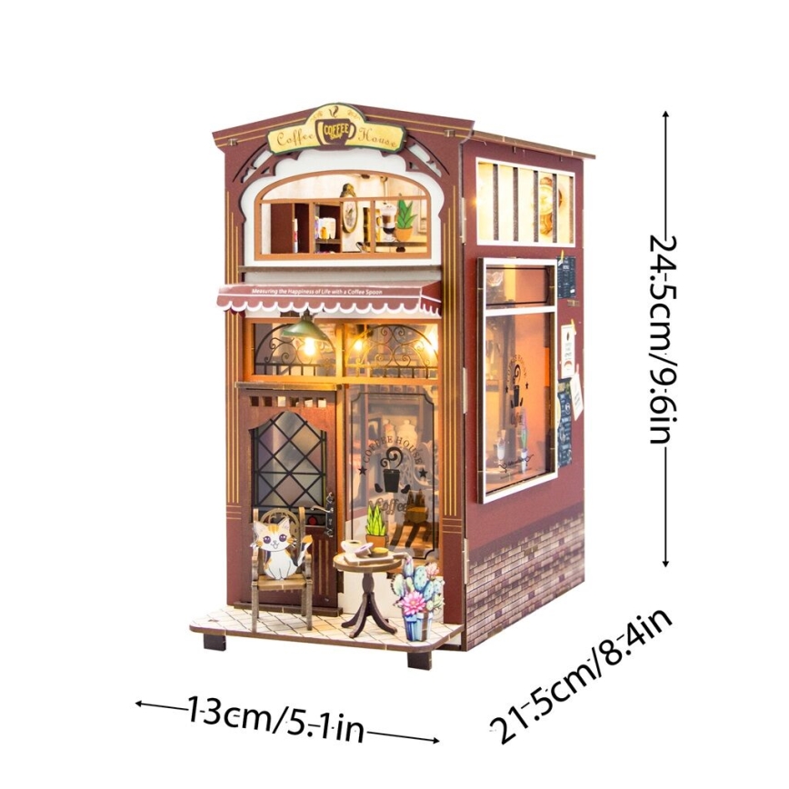 2Kids Toys - 3D-pussel LED Bokstöd Kafé 2xAAA