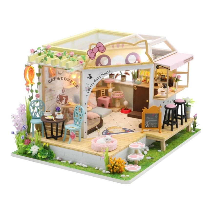 2Kids Toys - Children's hus Kattcafé med trädgård 2xAAA