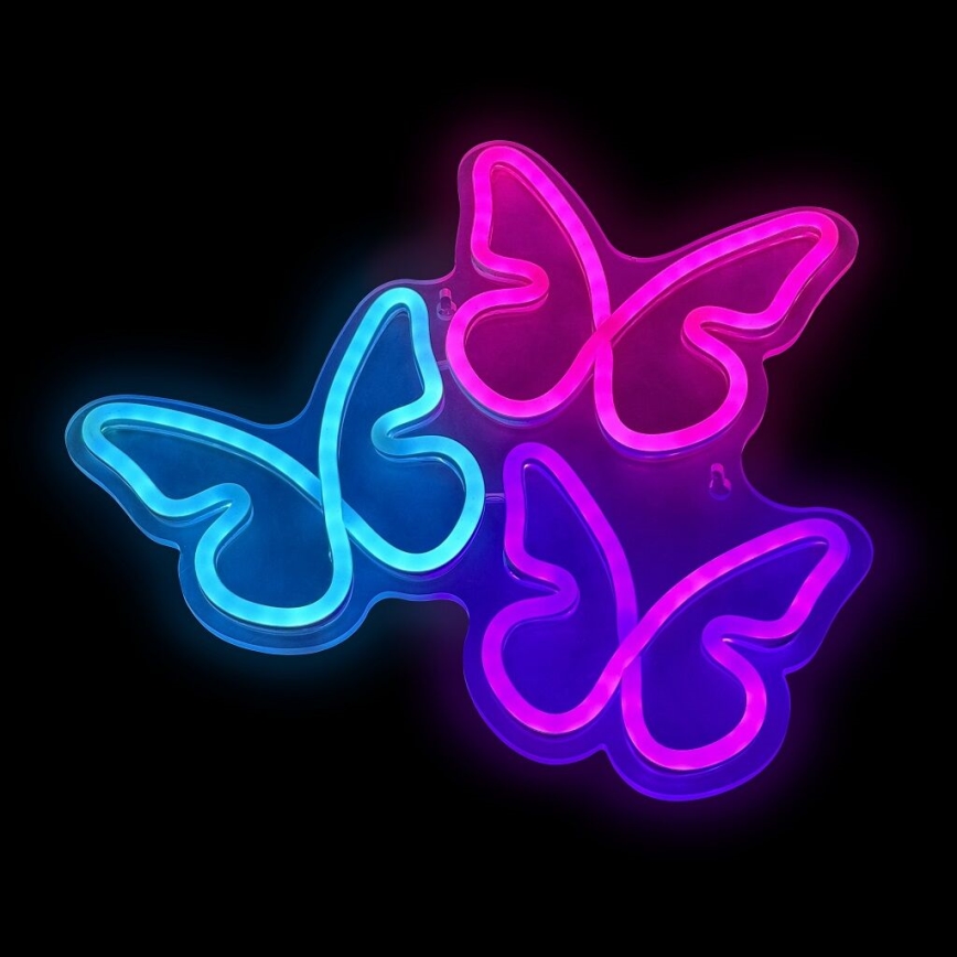 2Kids Toys - LED Neon väggdekoration LED/5W/USB fjärilar