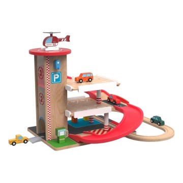 2Kids Toys - Trägarage med tågspår