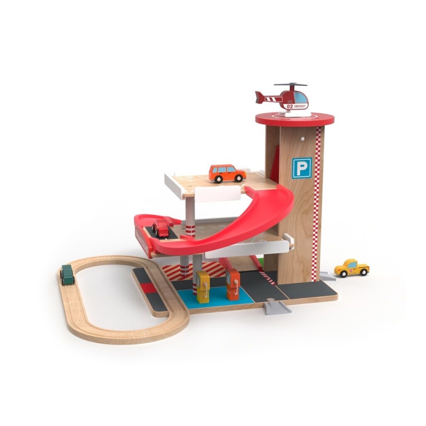 2Kids Toys - Trägarage med tågspår