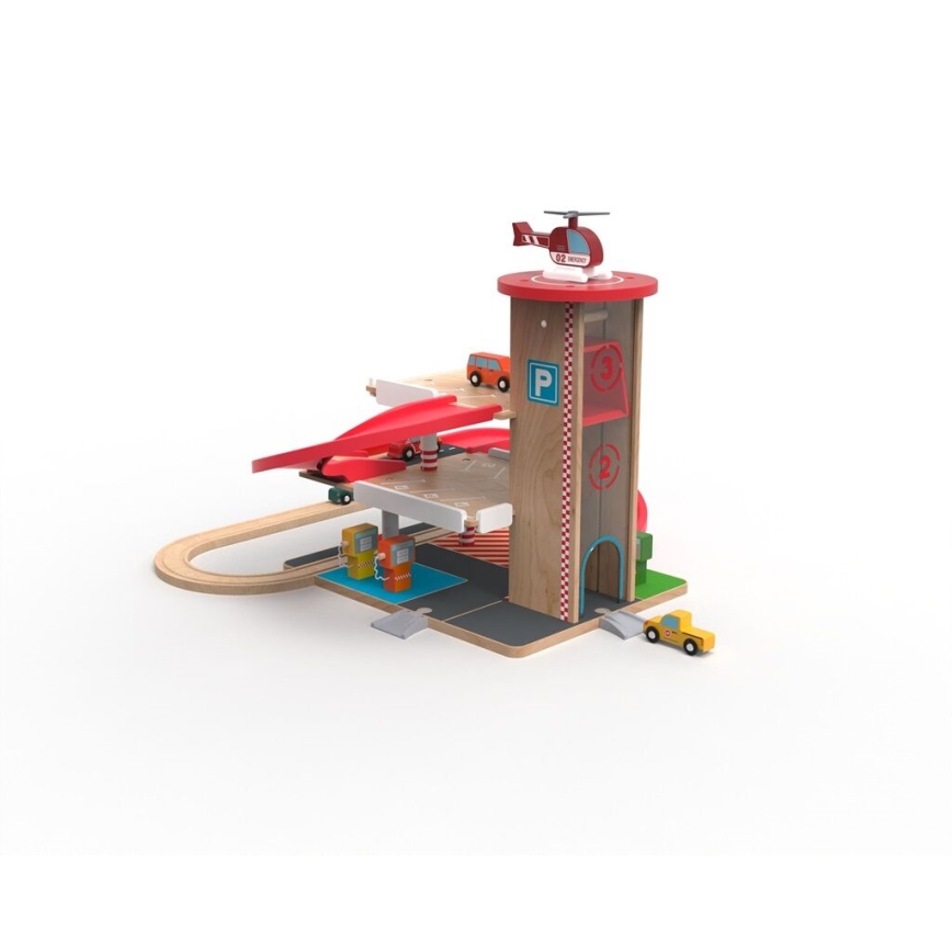 2Kids Toys - Trägarage med tågspår