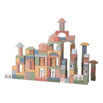 2Kids Toys - Träklossar Safari med djur 120 st