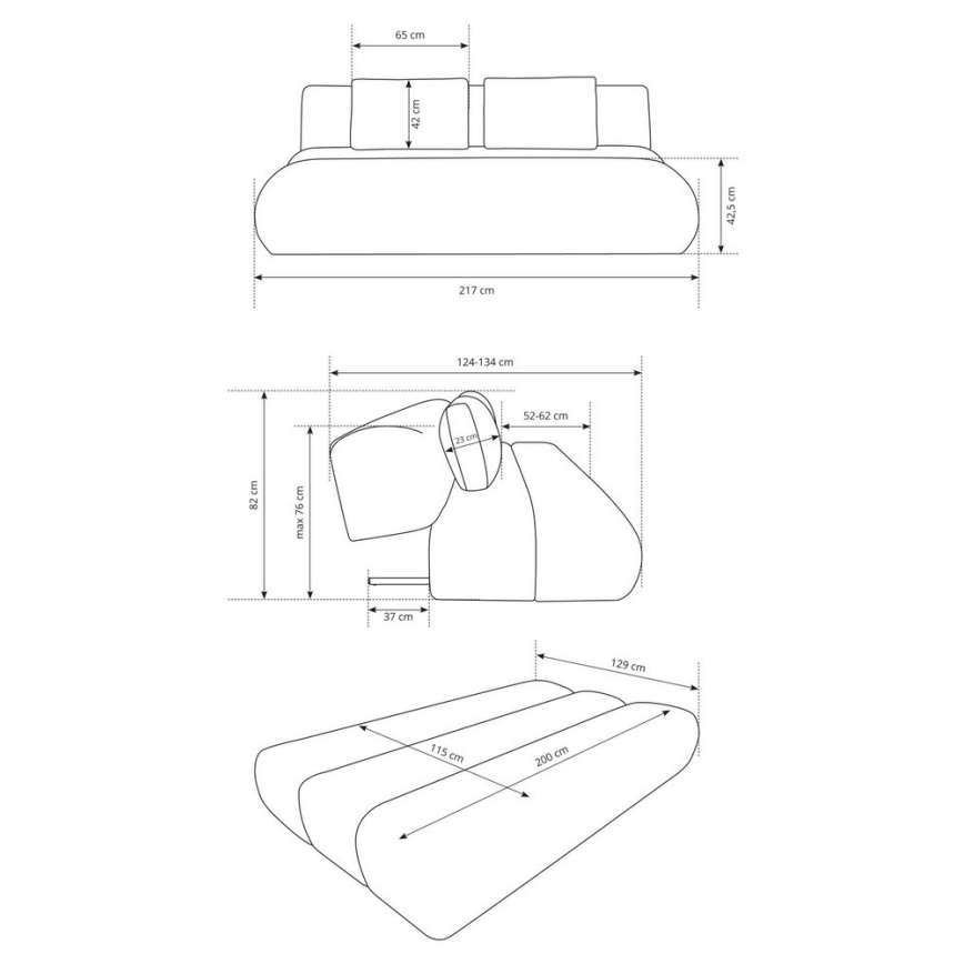3-sits bäddsoffa FANO krämfärgad