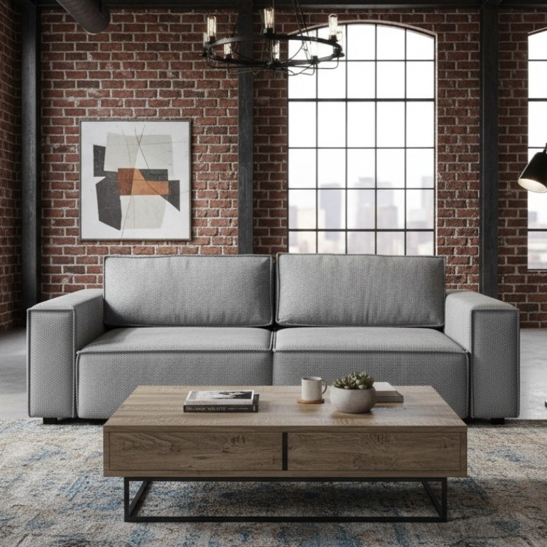 3-sits bäddsoffa med förvaring RONDA, grå