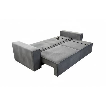 3-sits bäddsoffa med förvaring RONDA, grå
