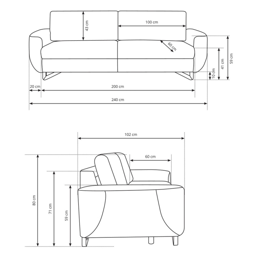 3-sits sofa AVESTA grå