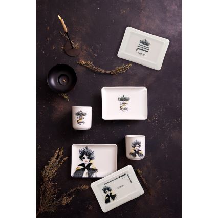 4-delars servis i svart/vitt porslin