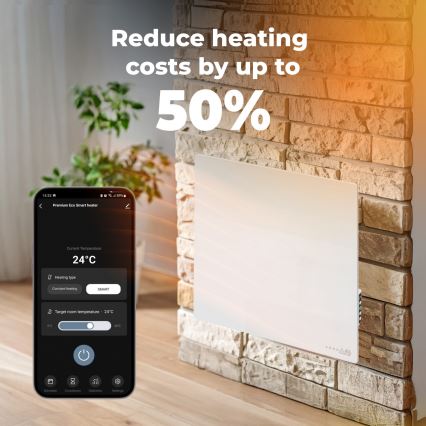 AENO - Smart elektrisk infrapanel 500W timer/termostat Wi-Fi vit