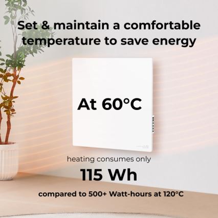 AENO - Smart elektrisk infrapanel 500W timer/termostat Wi-Fi vit