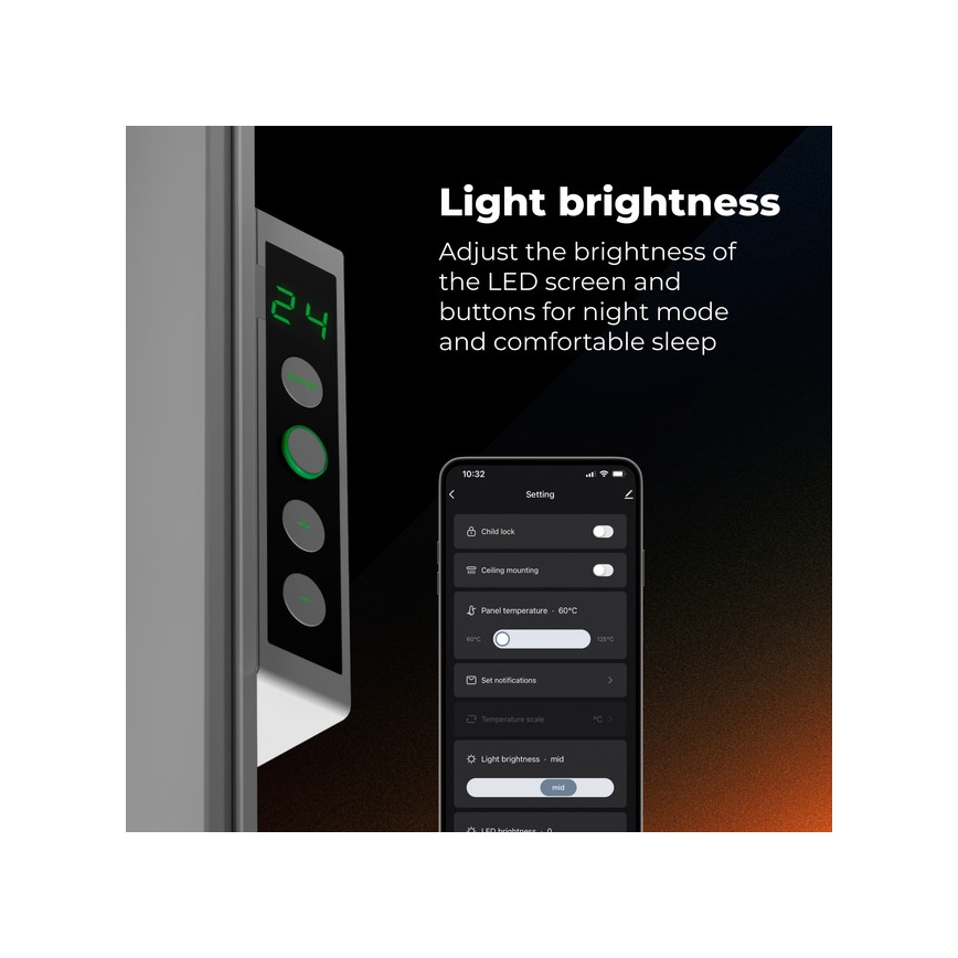 AENO - Smart elektrisk infrapanel 500W timer/termostat Wi-Fi vit